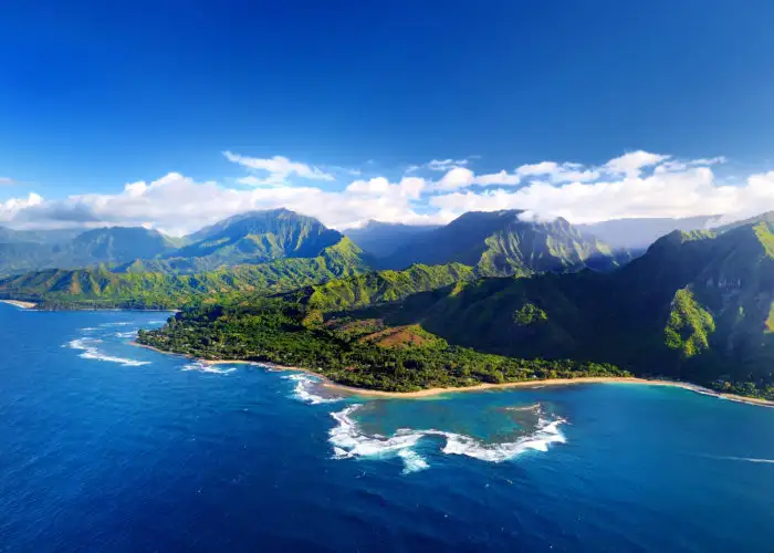 Aerial view of Nā Pali Coast, Kauai