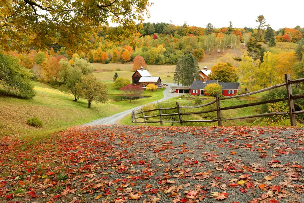 Farm in an open field in Woodstock, Vermont