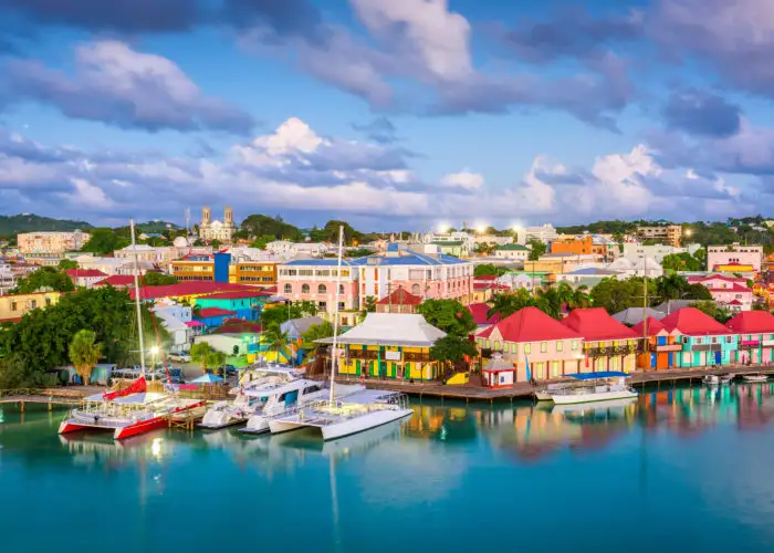 Aerial view of St. John's, Antigua and Barbuda