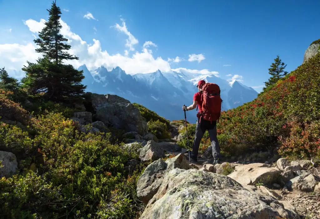 A man hiking the Tour du Mont Blanc