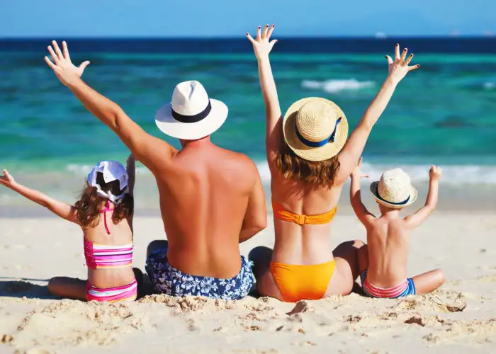 Family enjoying themselves at the beach