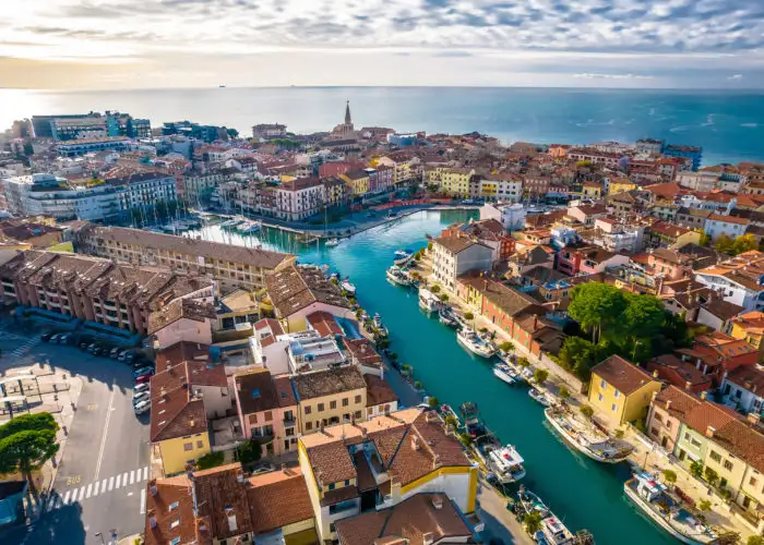 Aerial view of the town of Grado in the Friuli-Venezia Giulia region of Italy