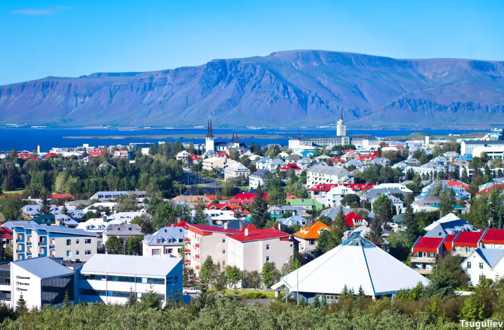 Aerial view of Reykjavik, Iceland