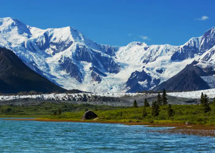 A view of the mountains at Wrangell-St. Elias National Park