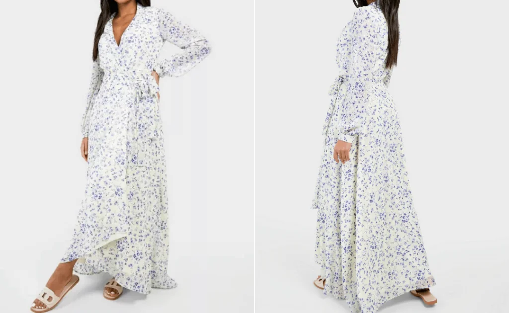 Floral Wrap Belted Maxi Dress 