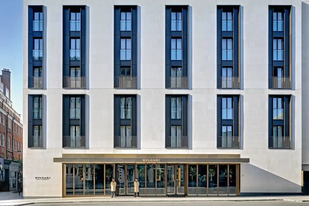 Front entrance of the Bulgari Hotel London