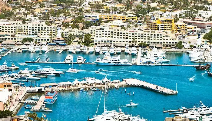 Aerial view of resort area in Cabo San Lucas, Mexico