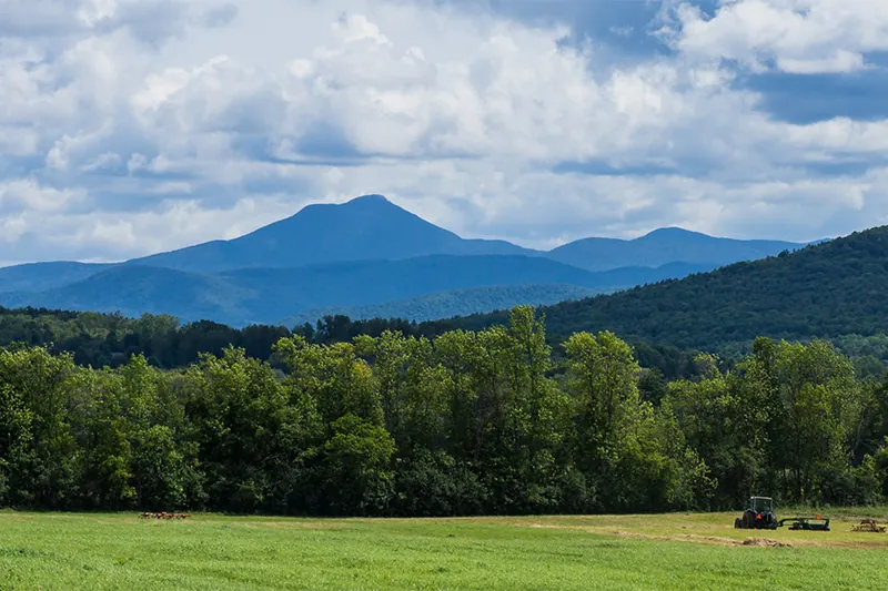 View of Camel's Hump Mountain in Vermont from a distance