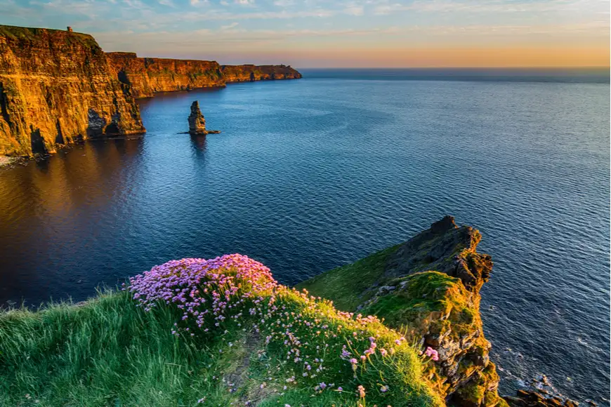 cliffs of moher ireland sunset.