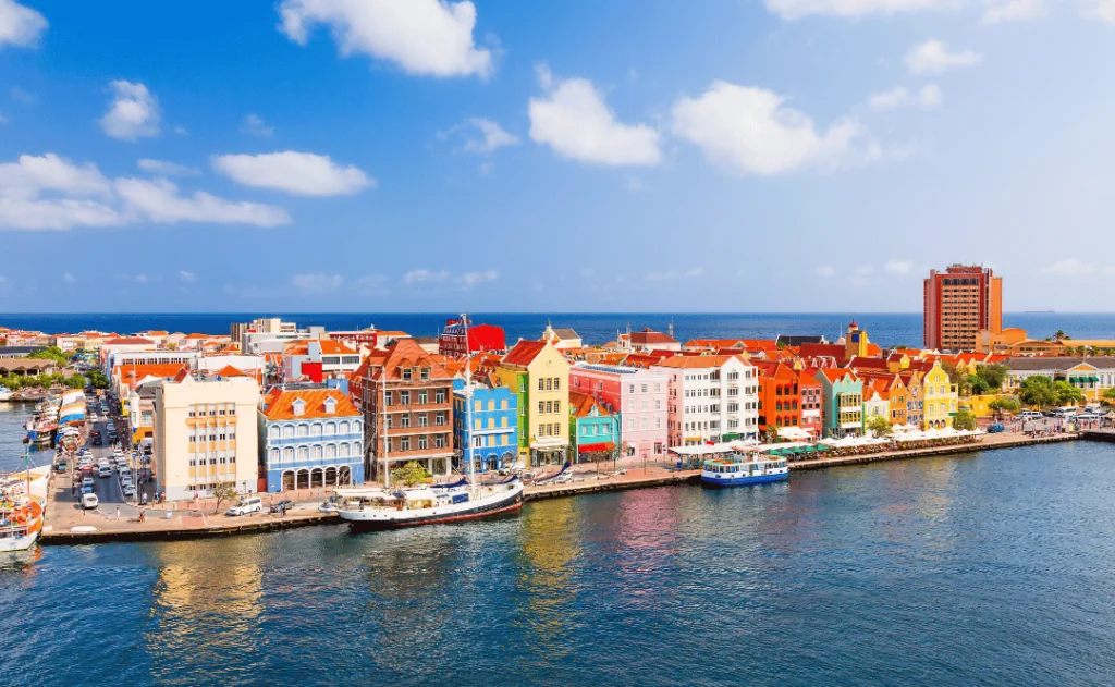 Colourful houses of downtown Willemstad, Curacao, Netherlands Antilles.