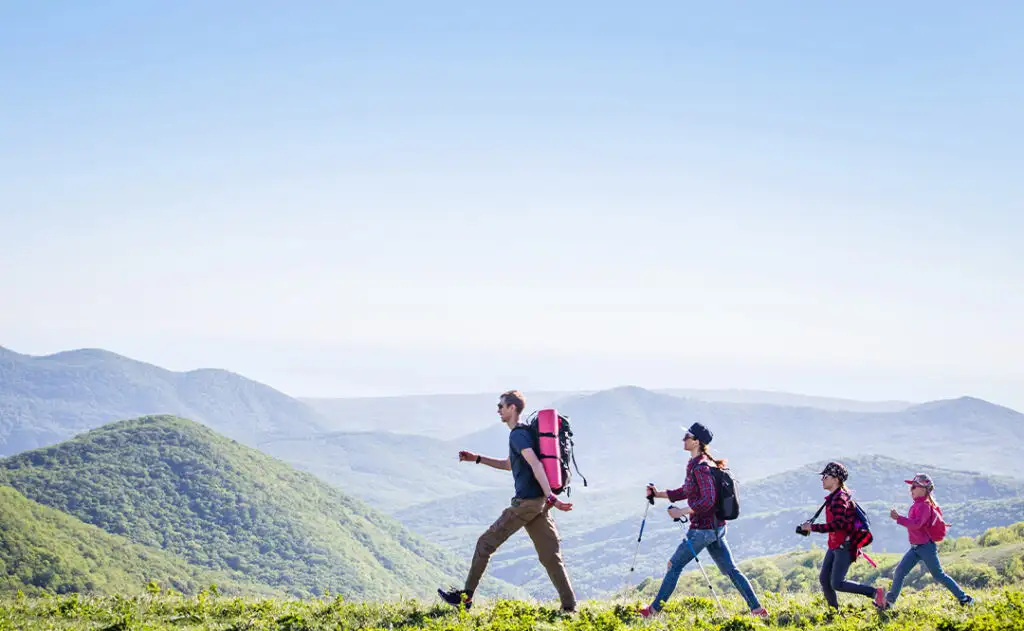 Family in a hike