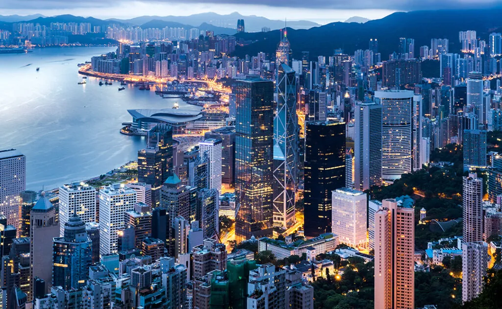 Hong Kong city view from The Peak at twilight