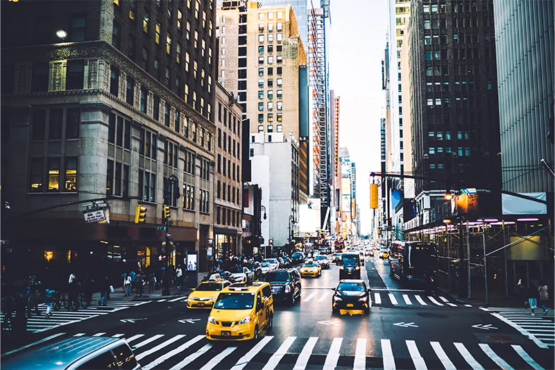 Busy intersection in Manhattan, New York City, New York, United States