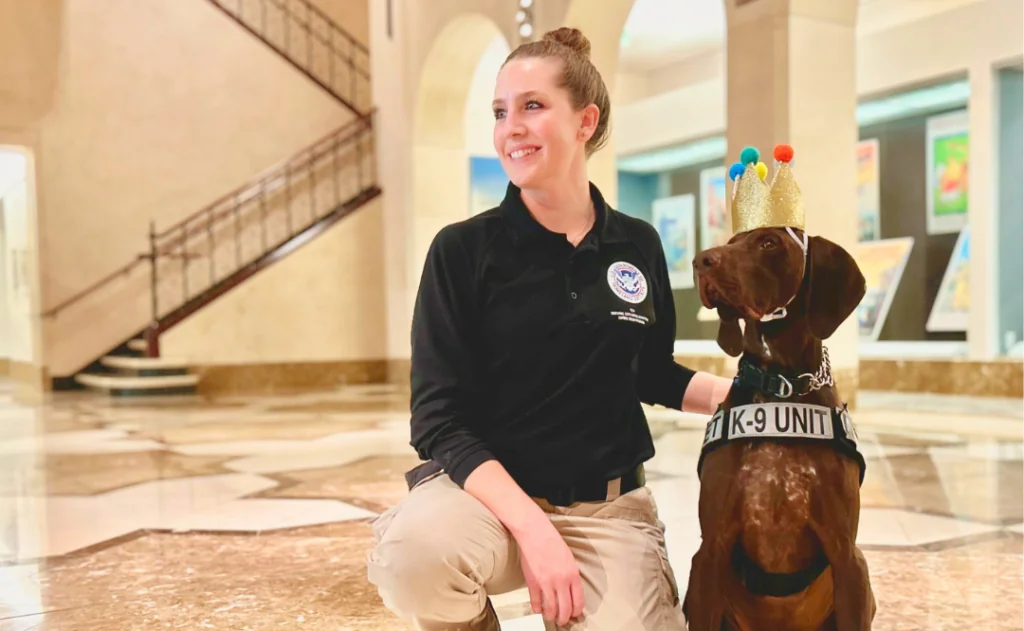 Barni, the Dog Voted TSA’s Cutest Canine, and his handler Michelle