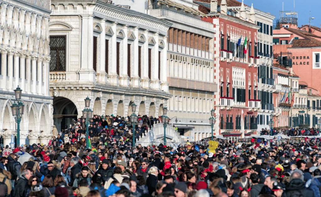 Overcrowded streets of Venice, Italy