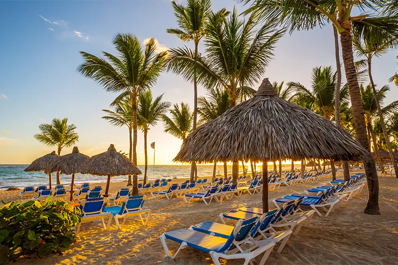 Beach in Punta Cana, Dominican Republic at sunset