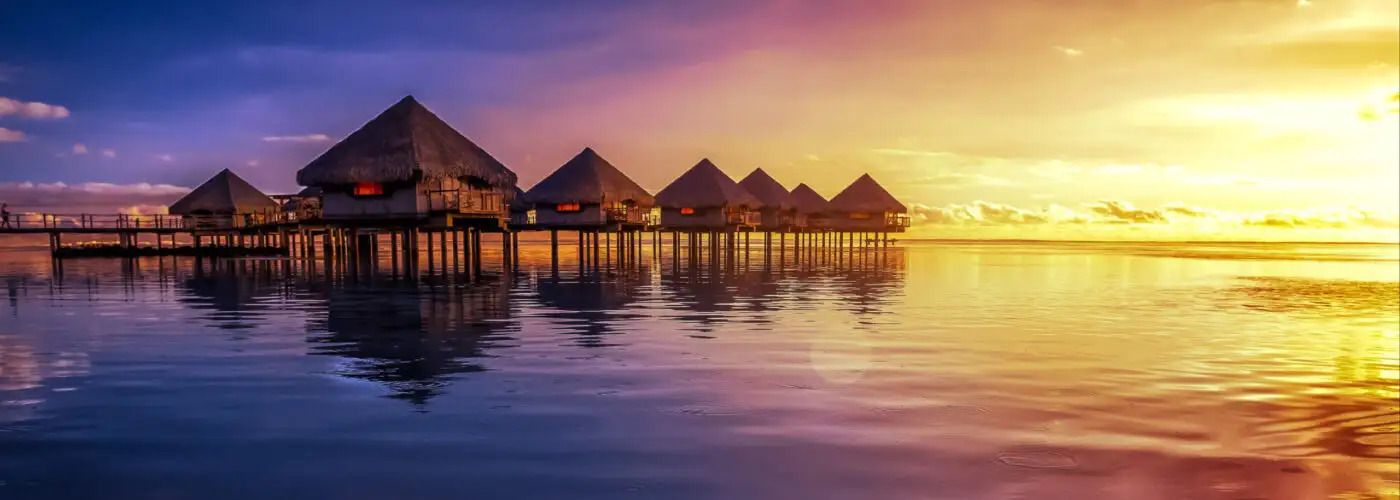 tahiti resort sunset.