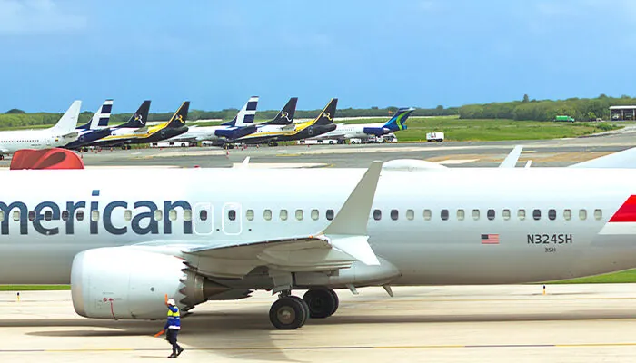 American Airline Boeing 737 Max8 Airplane at Punta Cana International airport, Punta Cana, Dominican Republic, November 18, 2021