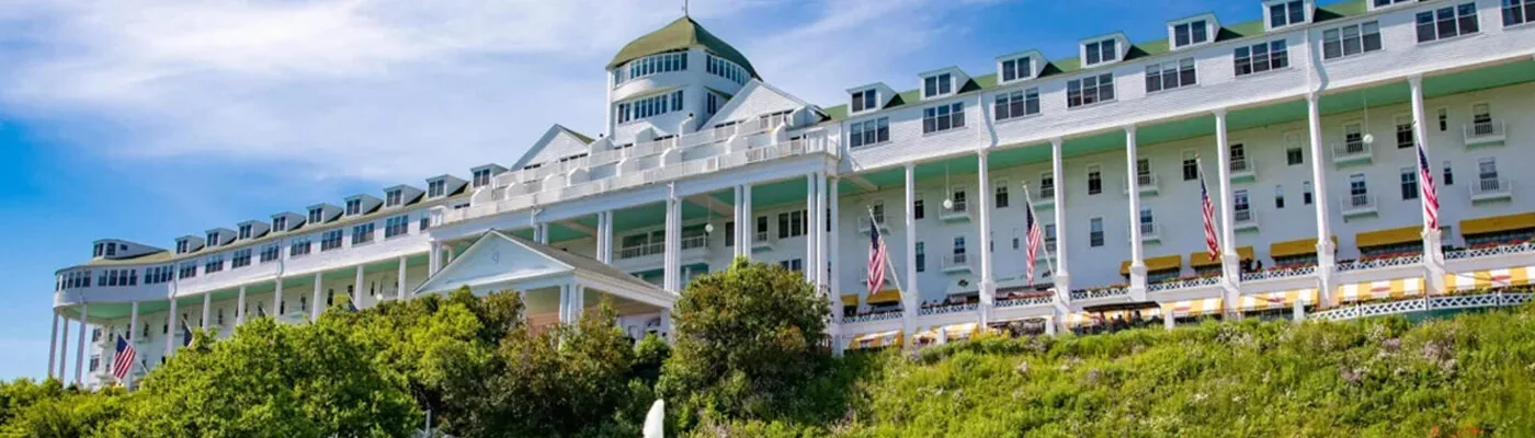 Exterior of the Grand Hotel on Mackinac Island in Michigan