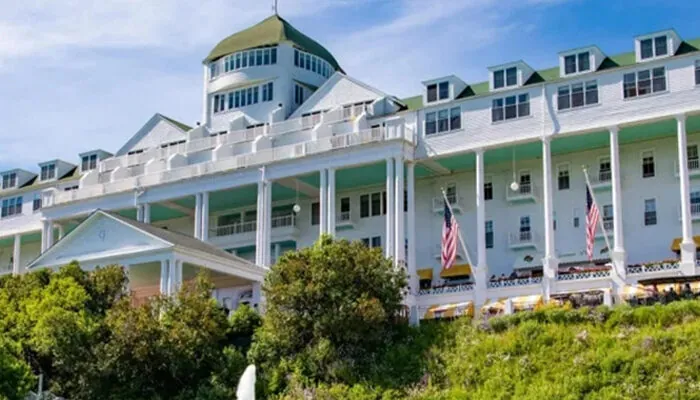 Exterior of the Grand Hotel on Mackinac Island in Michigan