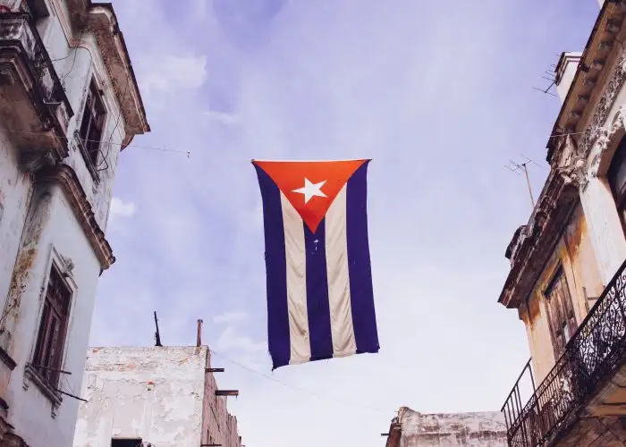 cuba flag on display